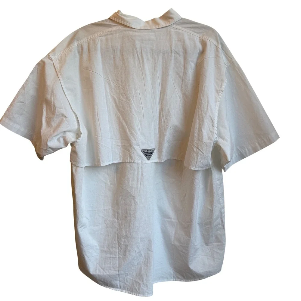 Columbia PFG Bonehead Fishing Shirt Mens Large White Short Sleeve Vented